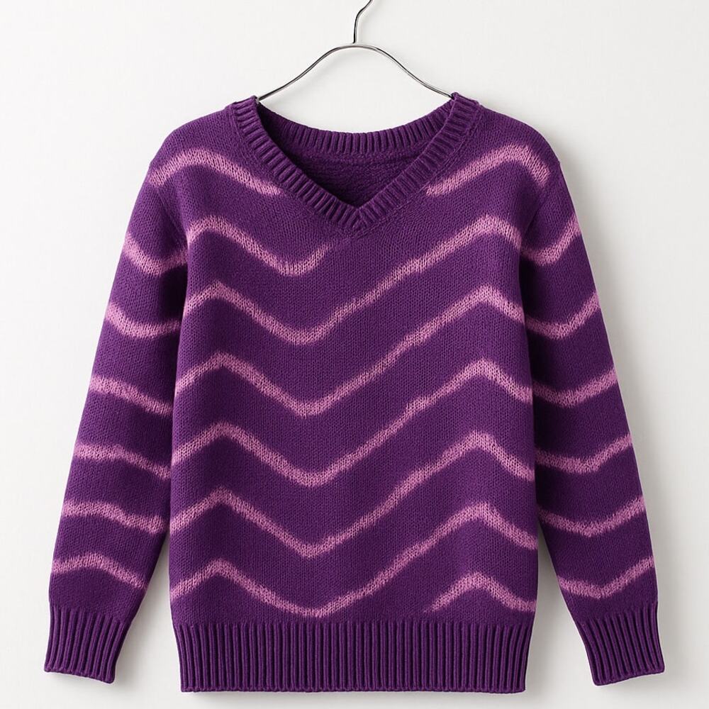 SPLENDID Purple Tie Dye Striped Knit Pullover Sweater Top